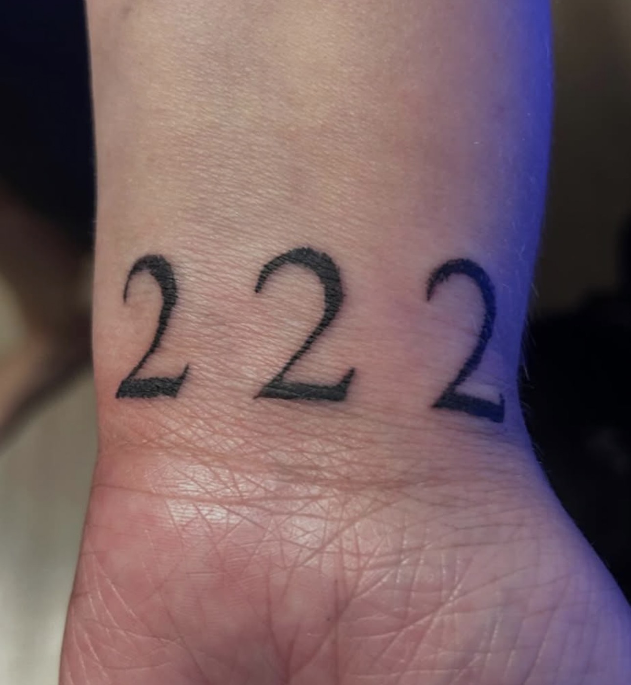 222 Angel Number — Lettering tattoo by Xandria