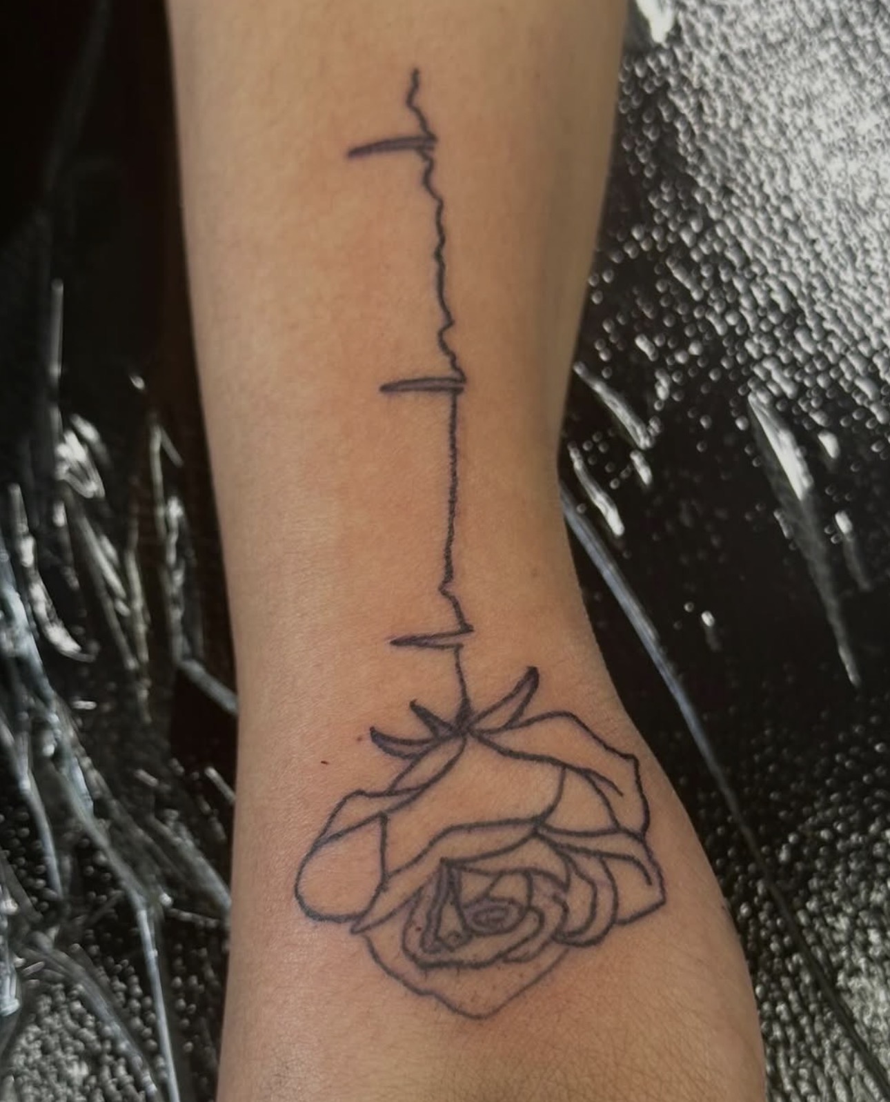 Heartbeat Rose — Fine Line tattoo by Xandria